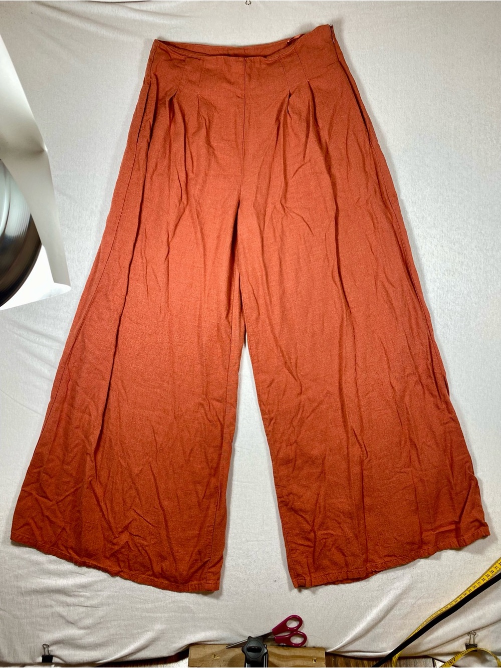 Women's Wide-Leg High-Rise Pants in Rust Orange culottes